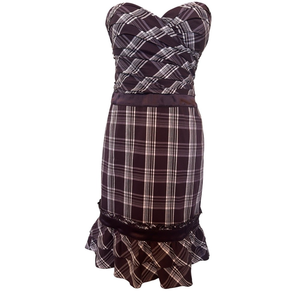 Bebe Purple Plaid Dress Size 8 - Picture 3 of 11